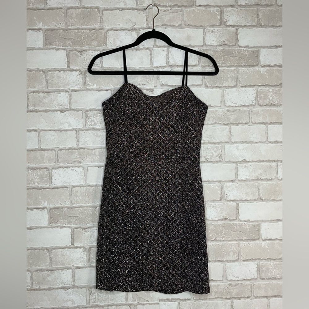 Altar'd State Black Colorful Glitter Sparkle Mini Dress Size M